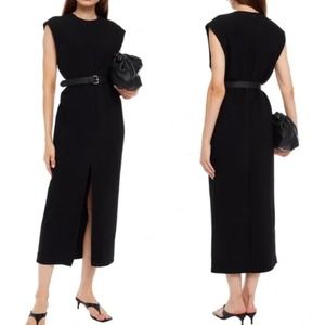 Totême Split Front Crepe Midi Dress in Black